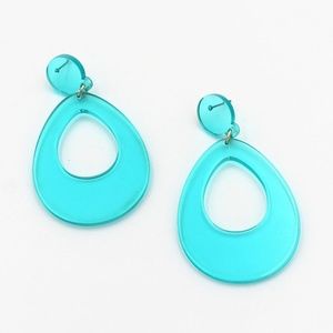 Boho Blue Acrylic 70s Drop Earrings